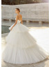 Chic Strapless Satin Pleated Tulle Layered Wedding Dress Chic Strapless Satin Pleated Tulle Layered Wedding Dress
